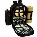 Picnic At Ascot Deluxe Equipped 4 Person Picnic Backpack With Blanket - Black and Paris 081X-P